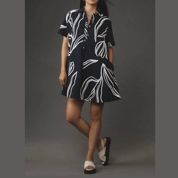 Anthropologie Dresses & Skirts - Anthropologie The Pollie Short-Sleeve Swing Tunic Mini Dress Large Petite LP